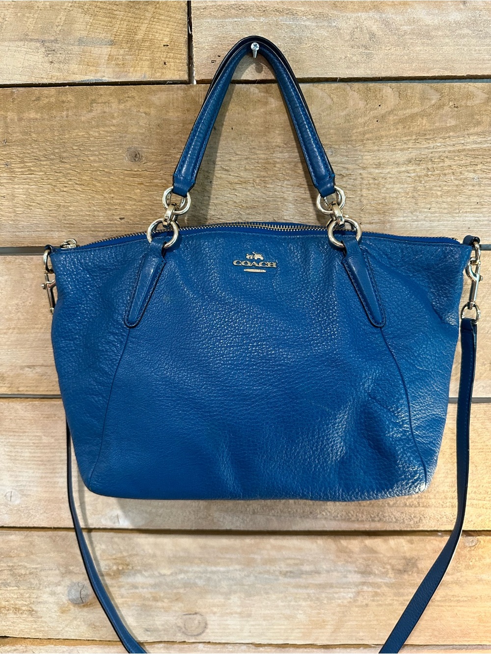 Coach Pebbled Leather Satchel/Crossbody in gorgeous cobalt blue 💙